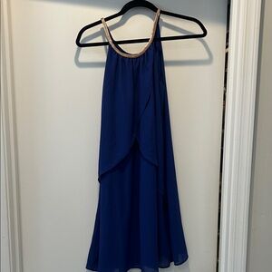 Ya Los Angeles NWT Royal Blue Dress with Gold Accents